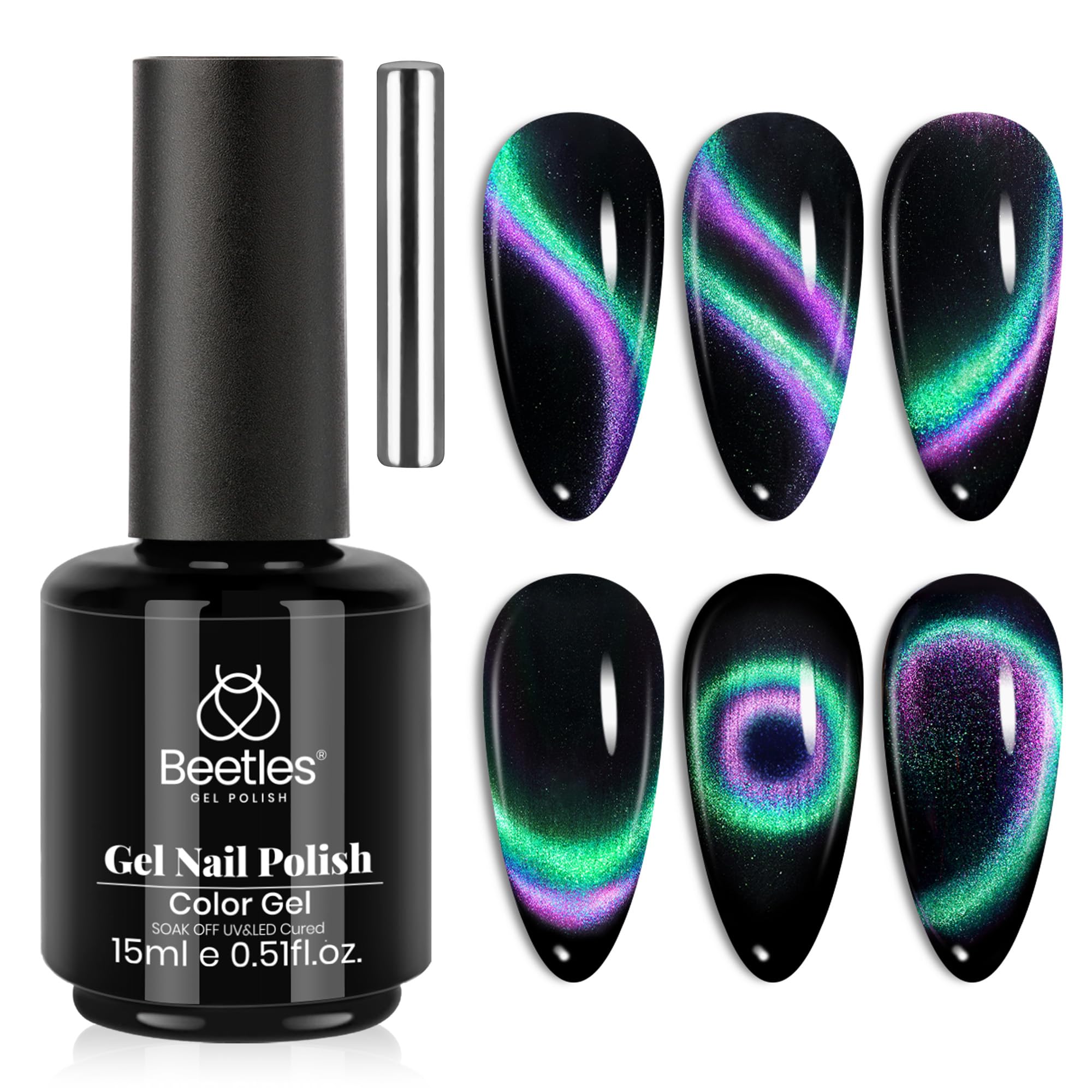 Beetles Vernis Gel oeil-chat Galaxie scintillante pour un effet cosmique.