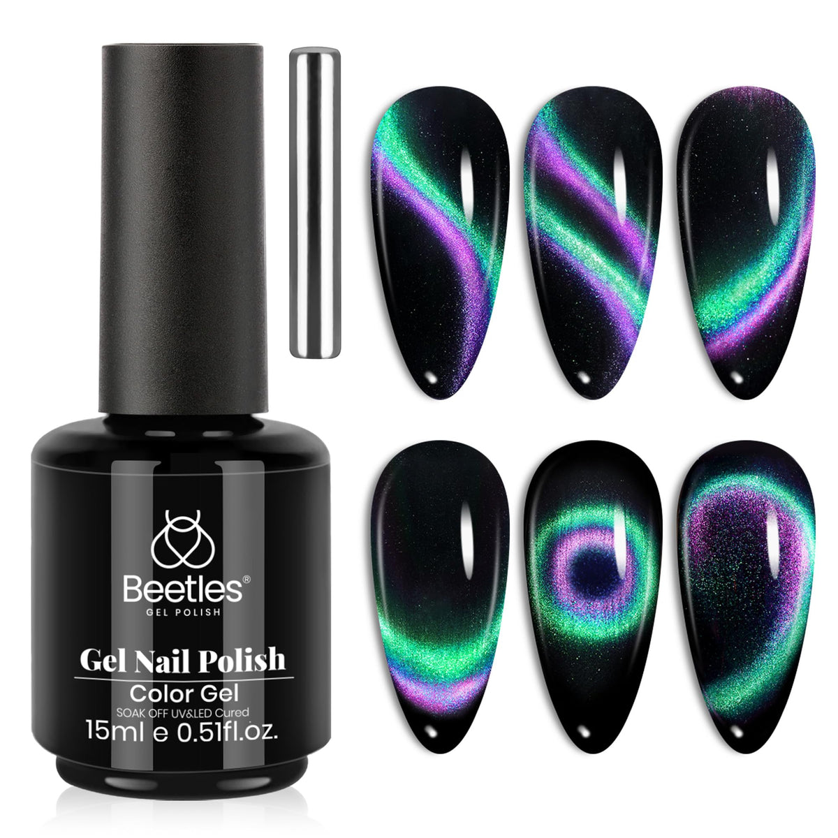 Beetles Vernis Gel oeil-chat Galaxie scintillante pour un effet cosmique.