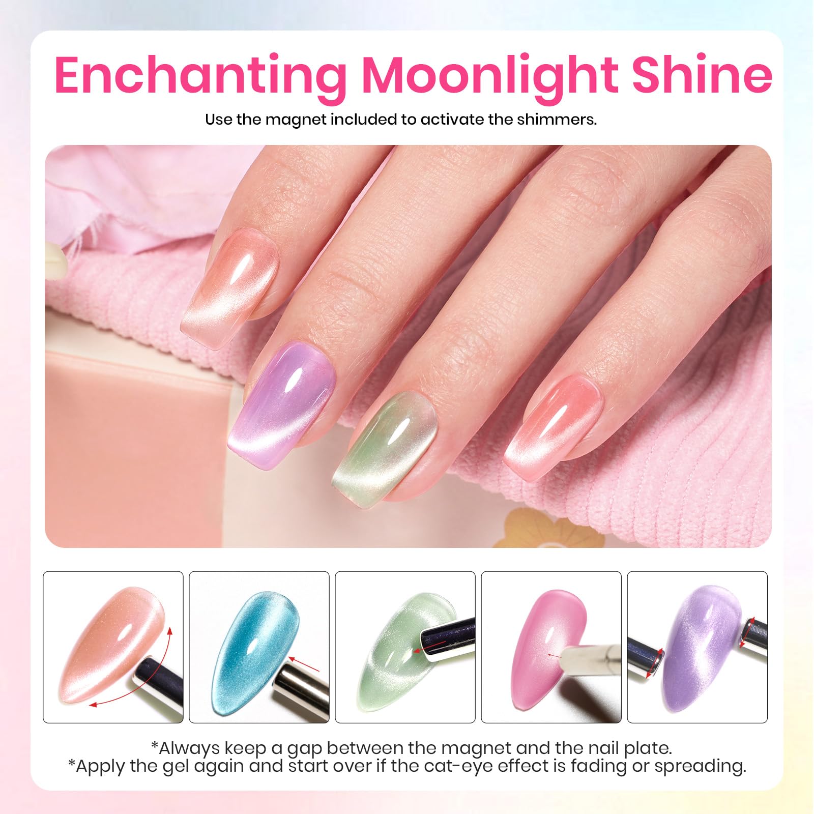 Beetles aimant inclus pour varier l’effet cat eye sur les ongles.