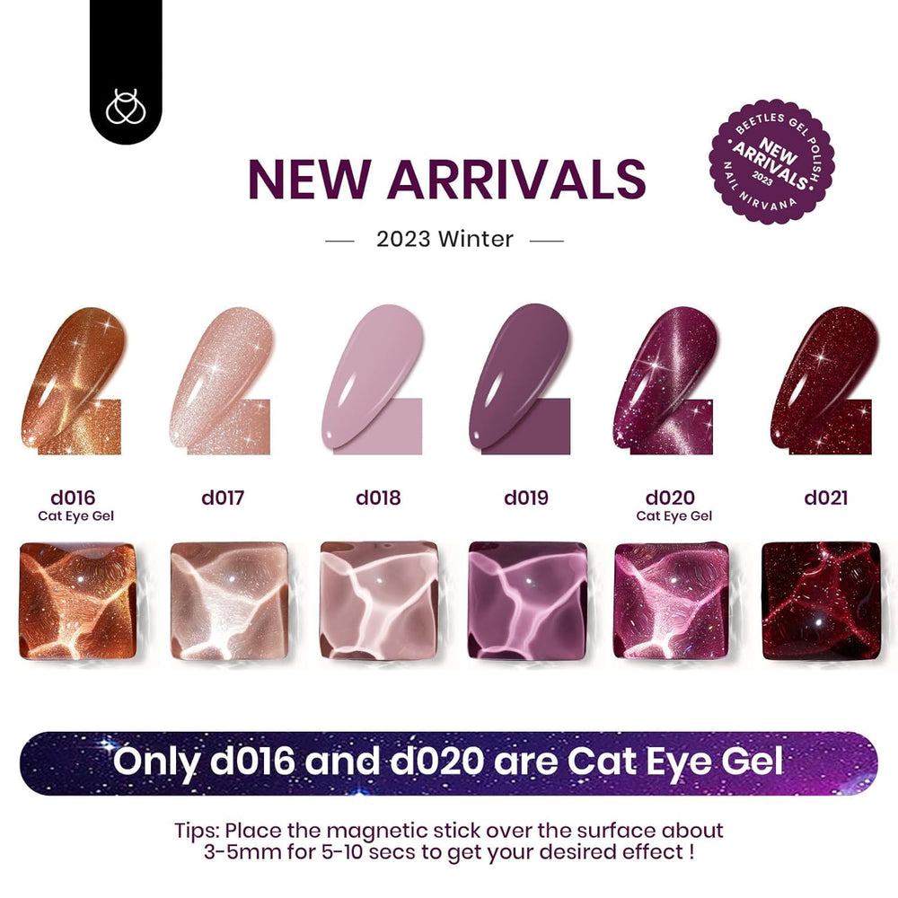 Beetles Cat Eye violet-paillettes – effet magnétique personnalisable et glamour.