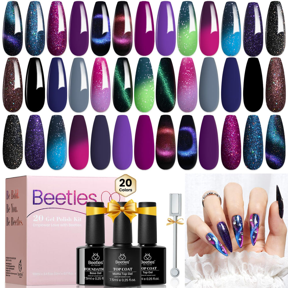 Beetles vernis gel œil-de-chat ensemble 24 pièces 20 couleurs éclatantes