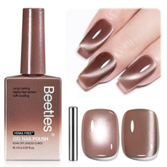 Beetles vernis gel œil-de-chat marron Amber Hour sur bouteille, allure automnale élégante