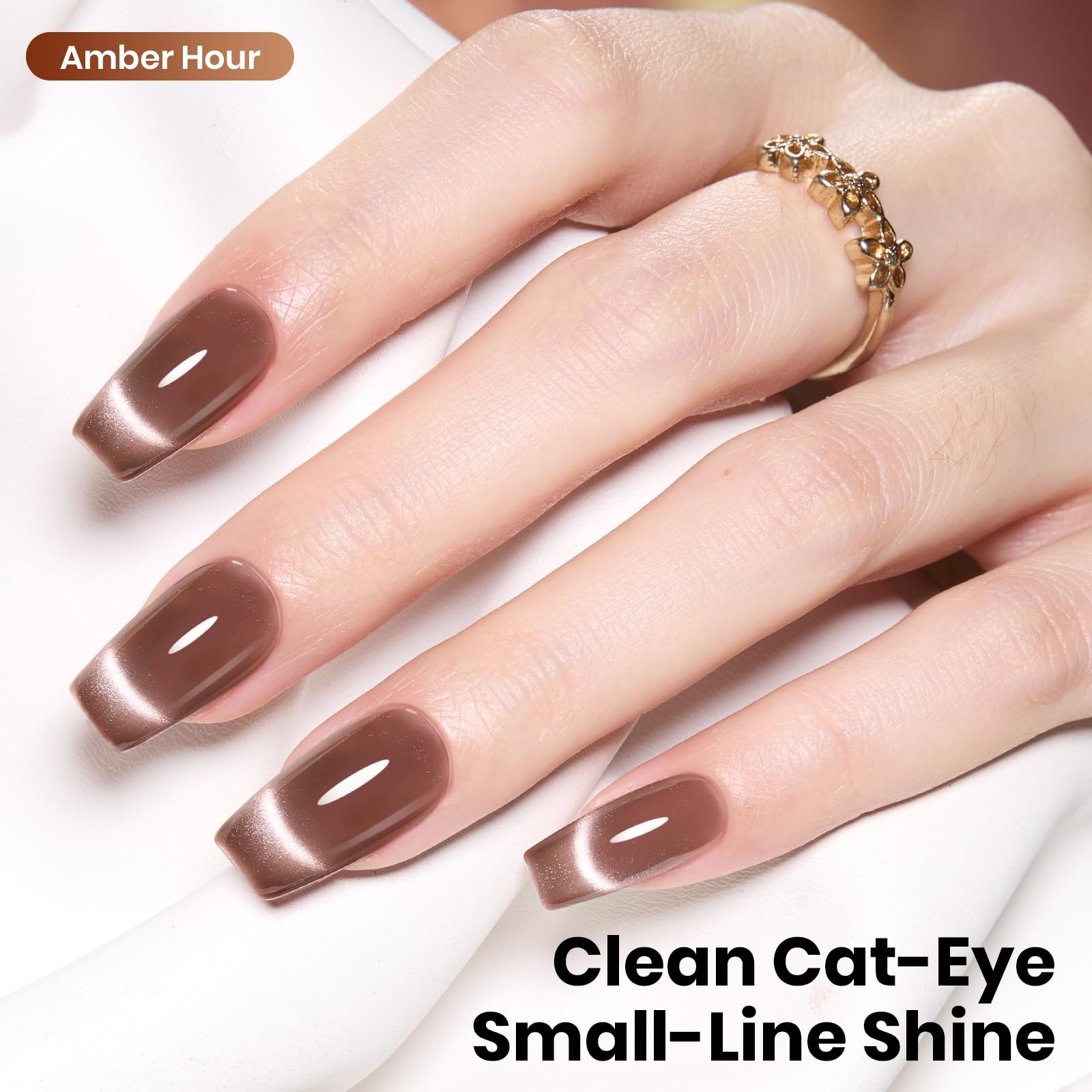Beetles vernis gel œil-de-chat marron brillant et durable sur ongles