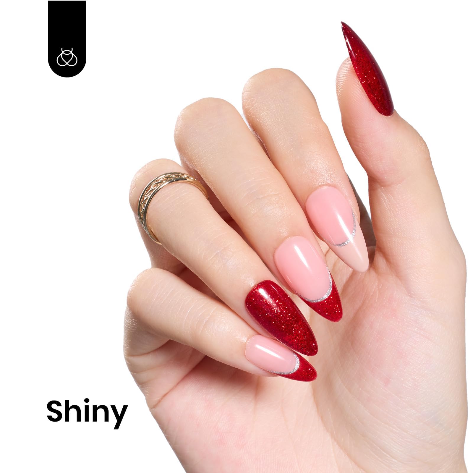 Vernis gel Beetles sur ongles rouge vin, brillance durable et effet scintillant