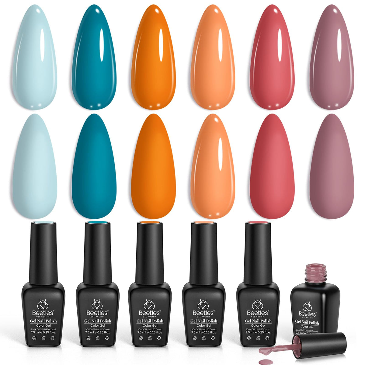 Beetles Gel Polish – palette 6 teintes pour des looks variés.