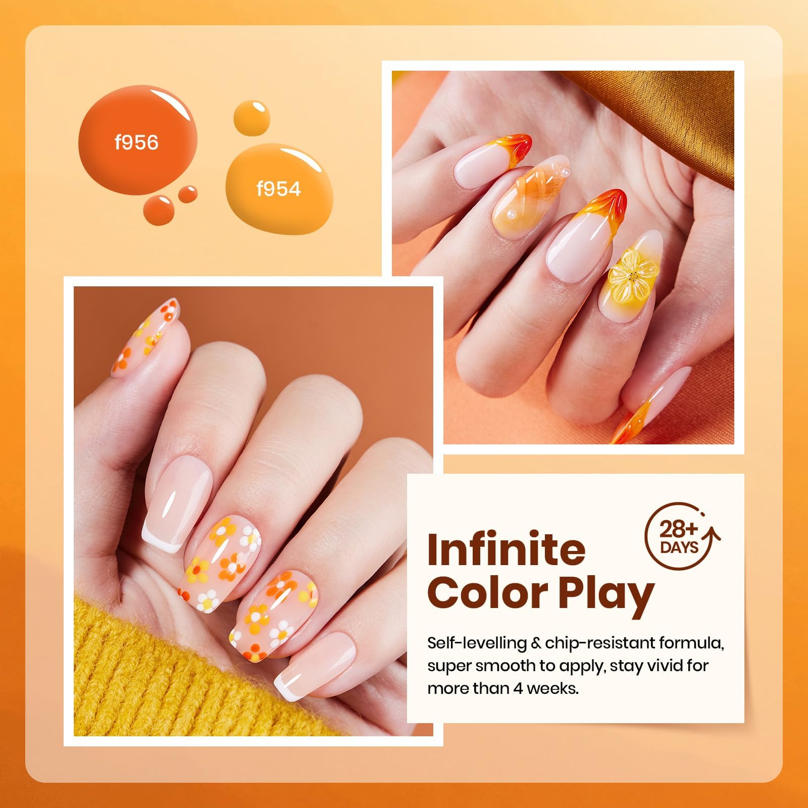 Beetles Gel Polish Orange – tenue jusqu’à 28 jours avec une bonne cure.