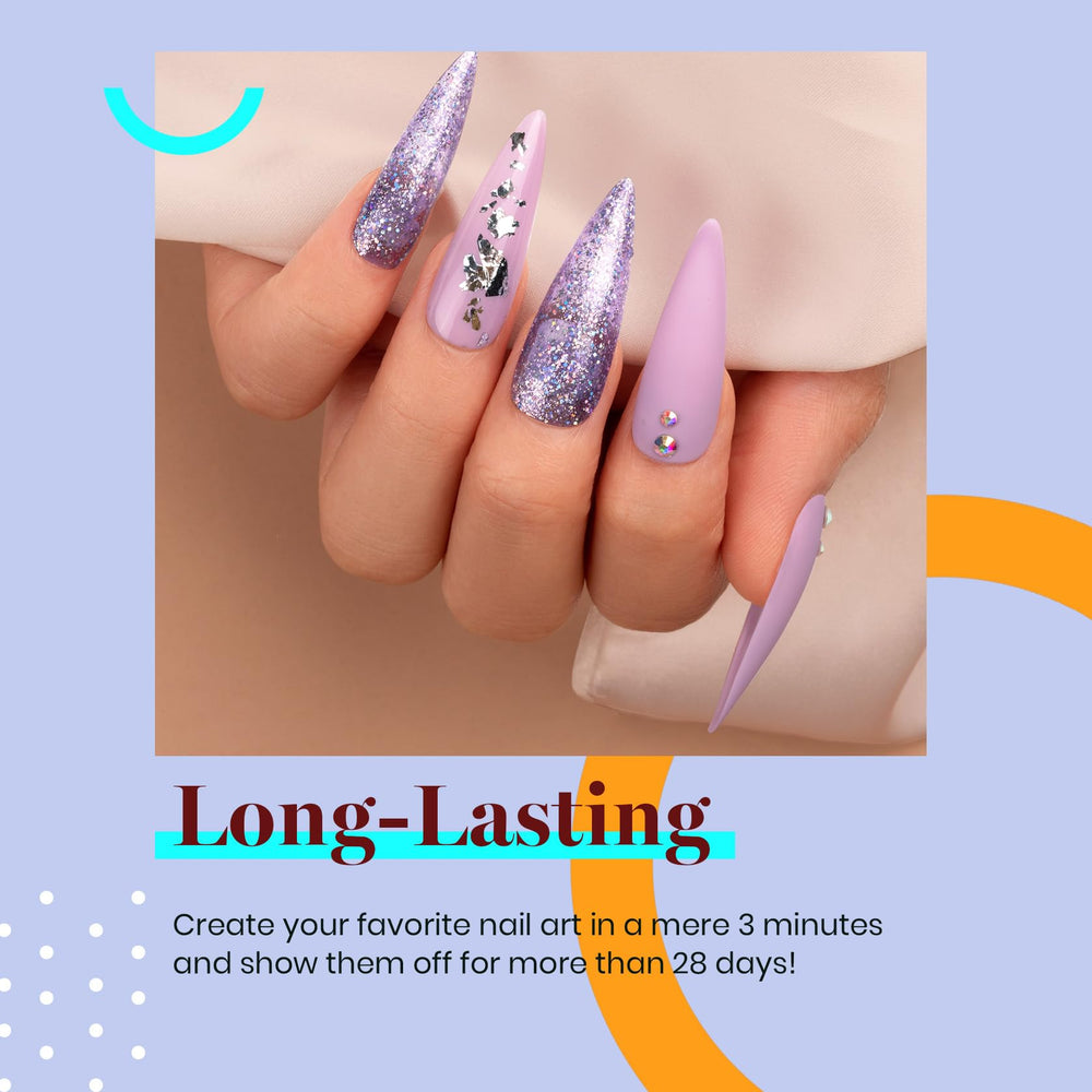 Beetles – vernis gel violet pailleté, effet scintillant durable sur les ongles.