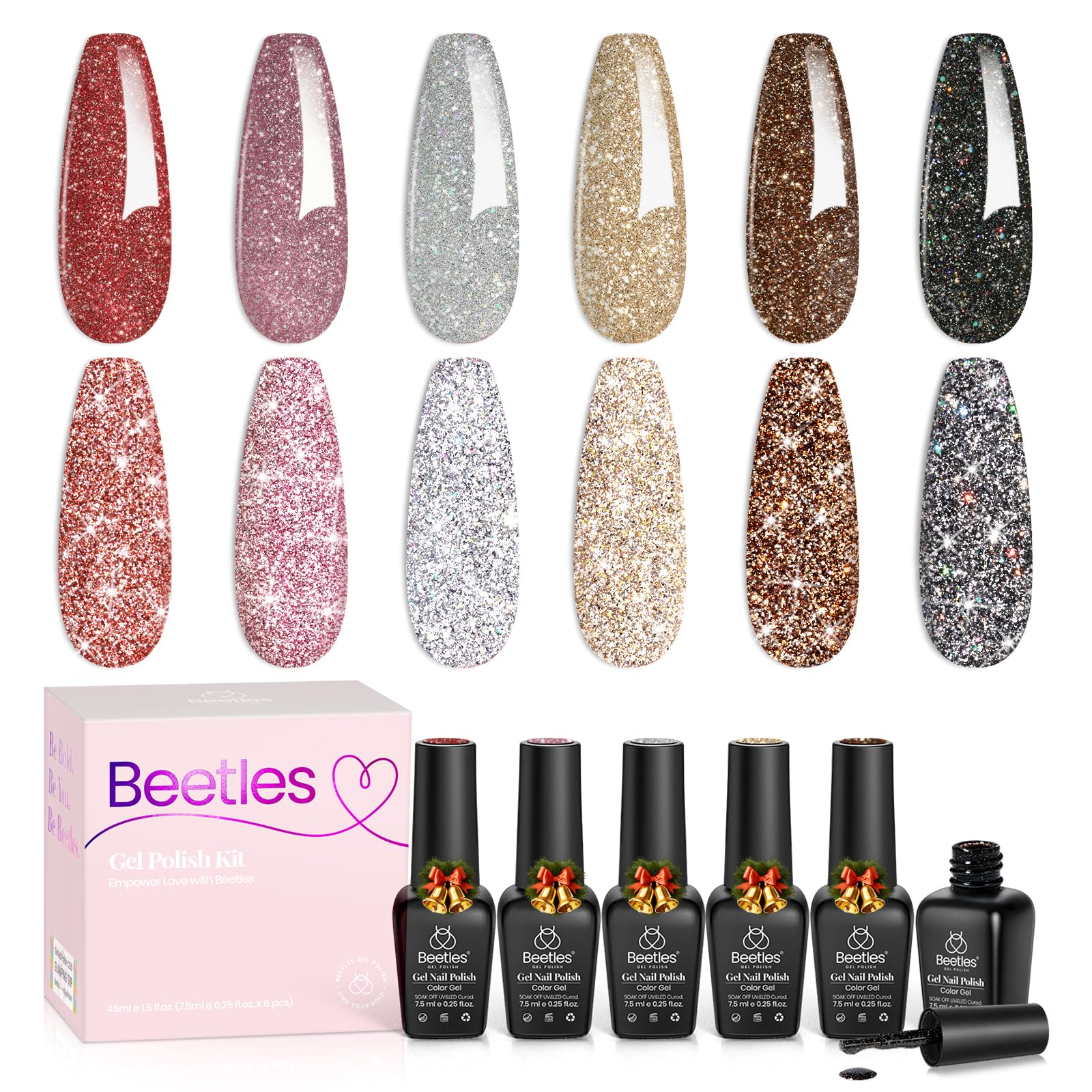 Beetles Glitter Gel C314 avec effet holographique brillant pour ongles