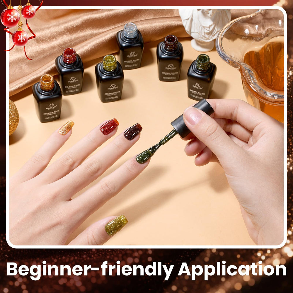 Beetles Gel Polish argenté, reflets scintillants et application lisse.