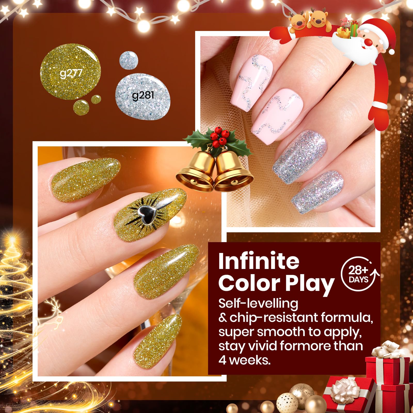 Beetles Gel Polish doré brillant, reflets métalliques glamour.
