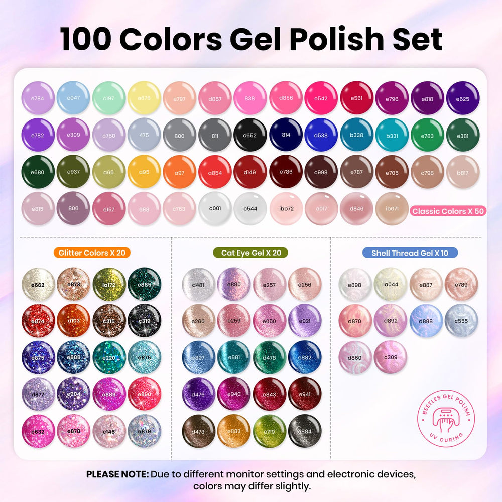 Beetles Gel Polish palettes echantillon facilitent le choix rapide.