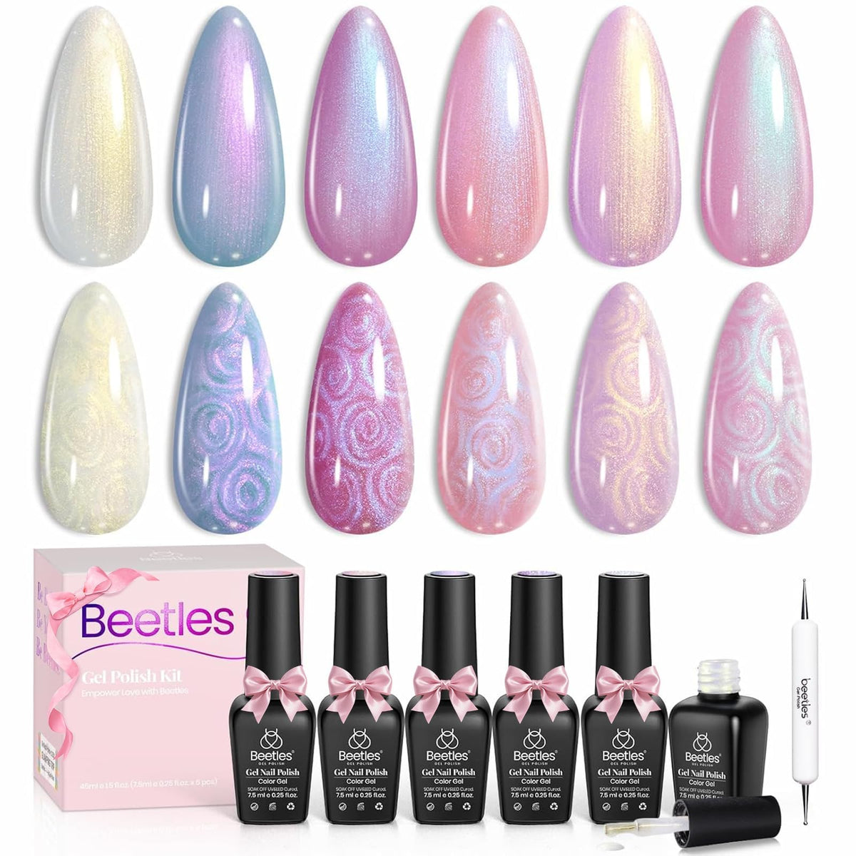 Beetles Pearl Gel offre un design sirène nacré pour une manucure glamour.