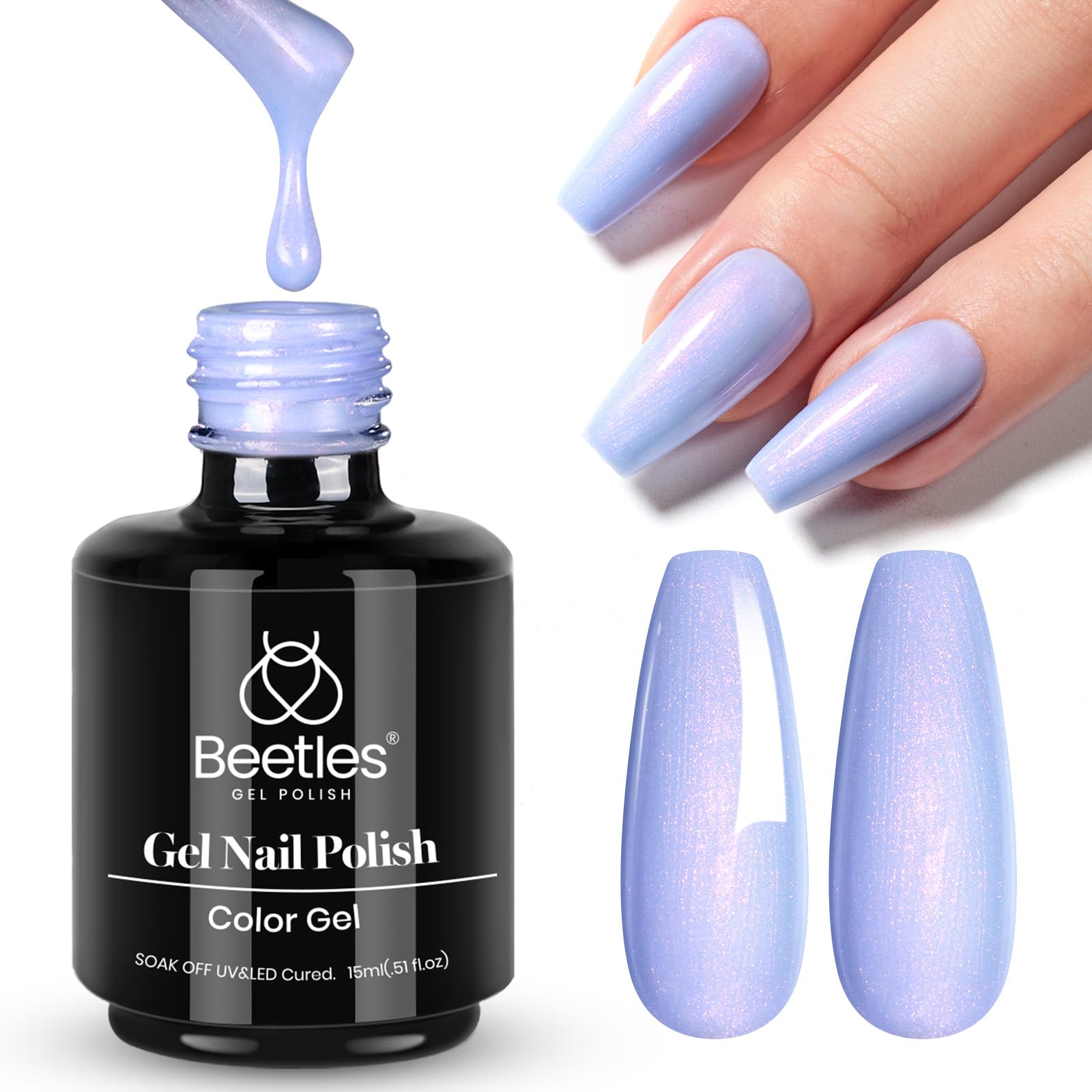 Beetles Vernis Gel Pervenche: bouteille claire montrant la teinte délicate.