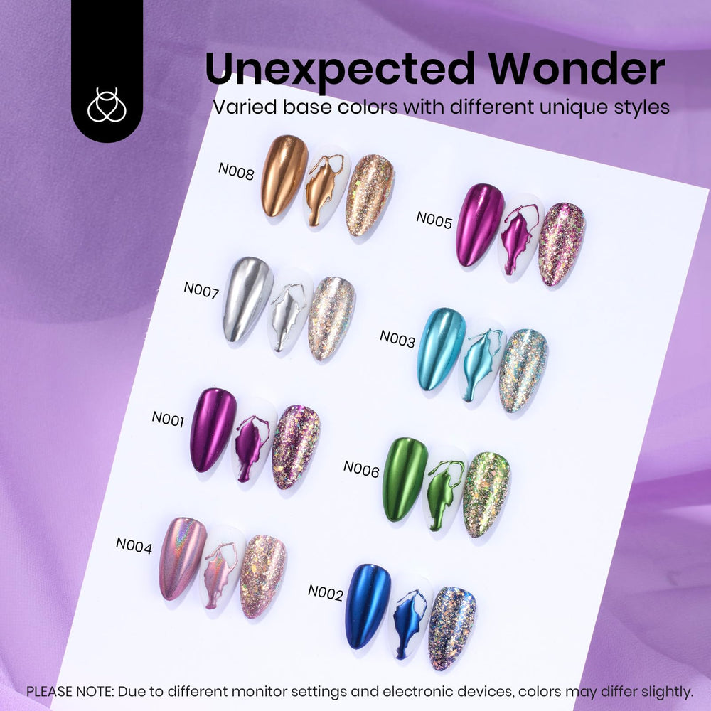 Beetles Gel Polish Poudre Chrome bleu pour un miroir brillant.
