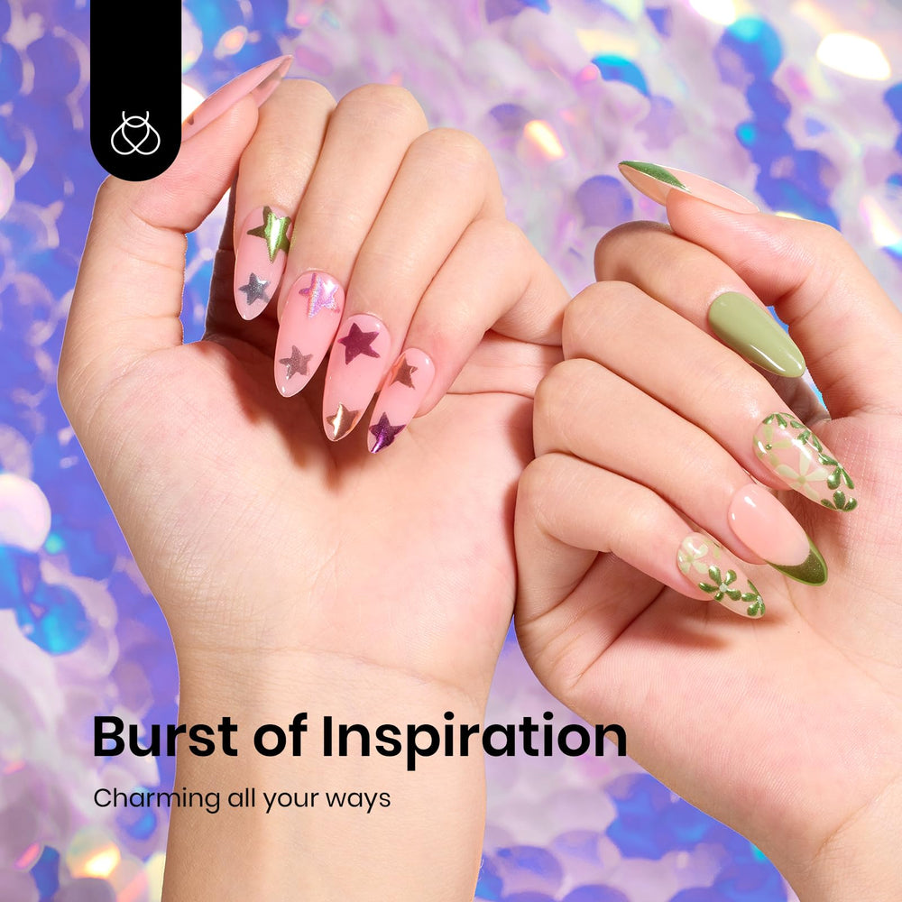Beetles Gel Polish Poudre Chrome vert sublime les ongles.