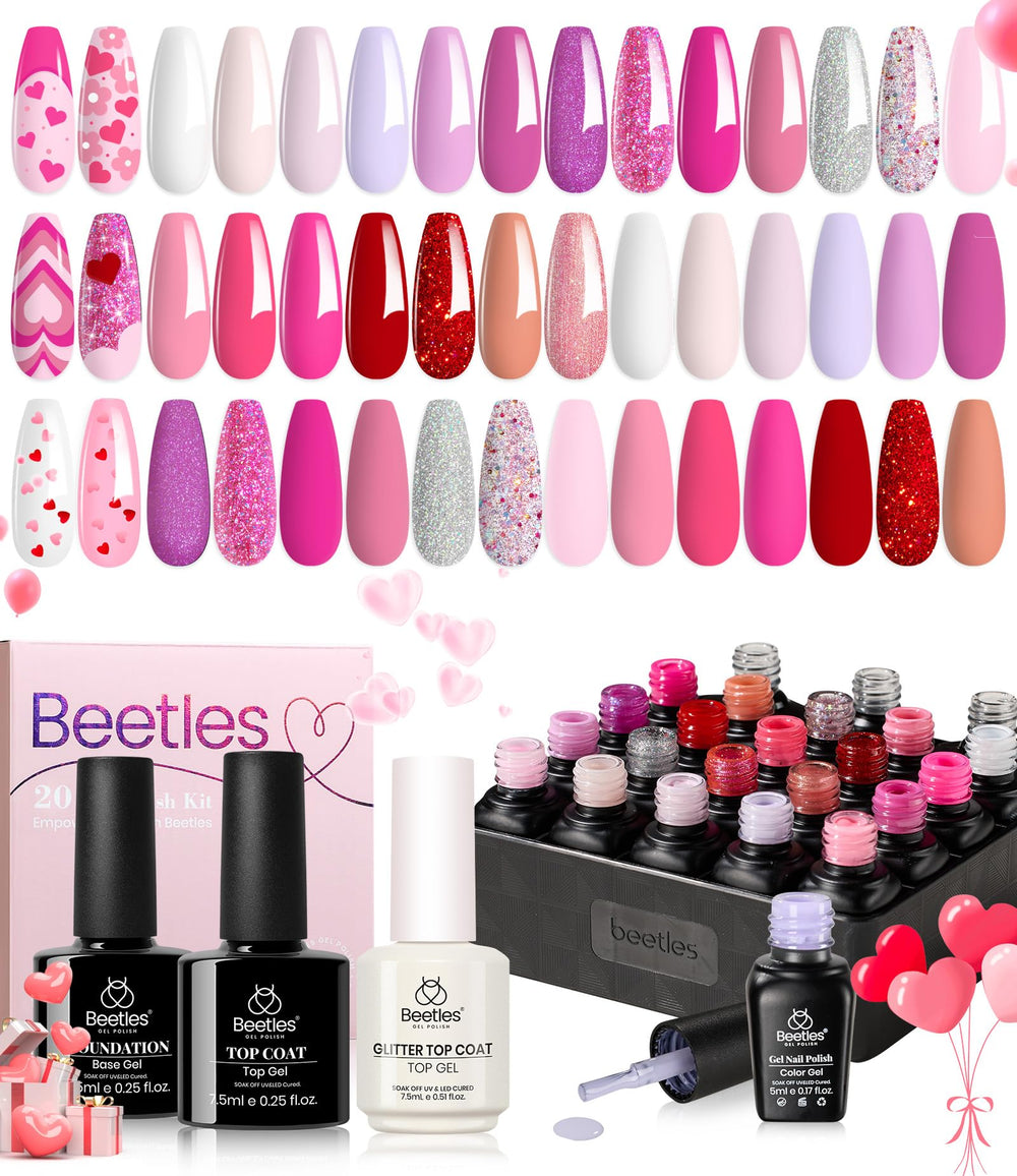 Beetles Gel Polish rose, 20 couleurs, ensemble pratique pour manucure variée