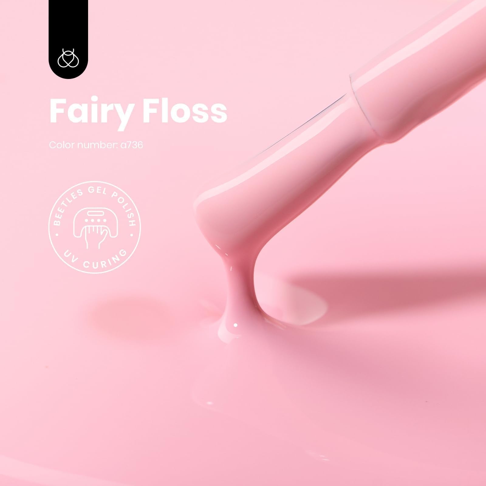 Beetles vernis gel rose Fairy Floss prêt à l’application, couleur prête à l’emploi.