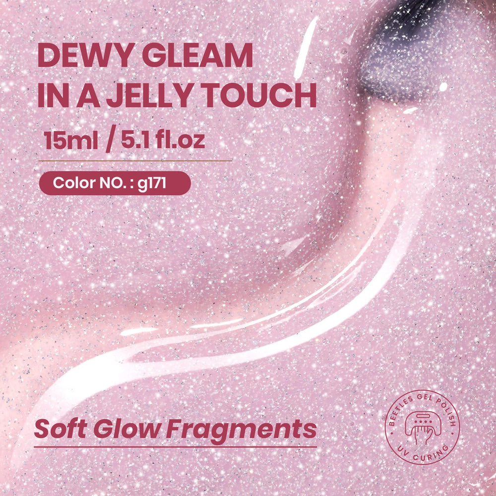 Beetles vernis gel rose nude scintillant pour un look naturel élégant.