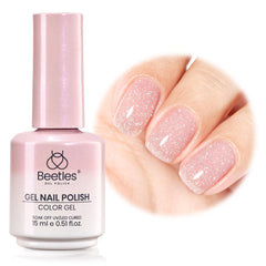 Beetles vernis gel rose pailleté, brillant durable pour une manucure éclatante.