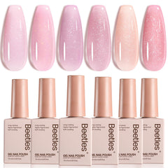 Beetles Vernis Gel Rose Paillettes: bouteilles assorties pour une manucure durable.
