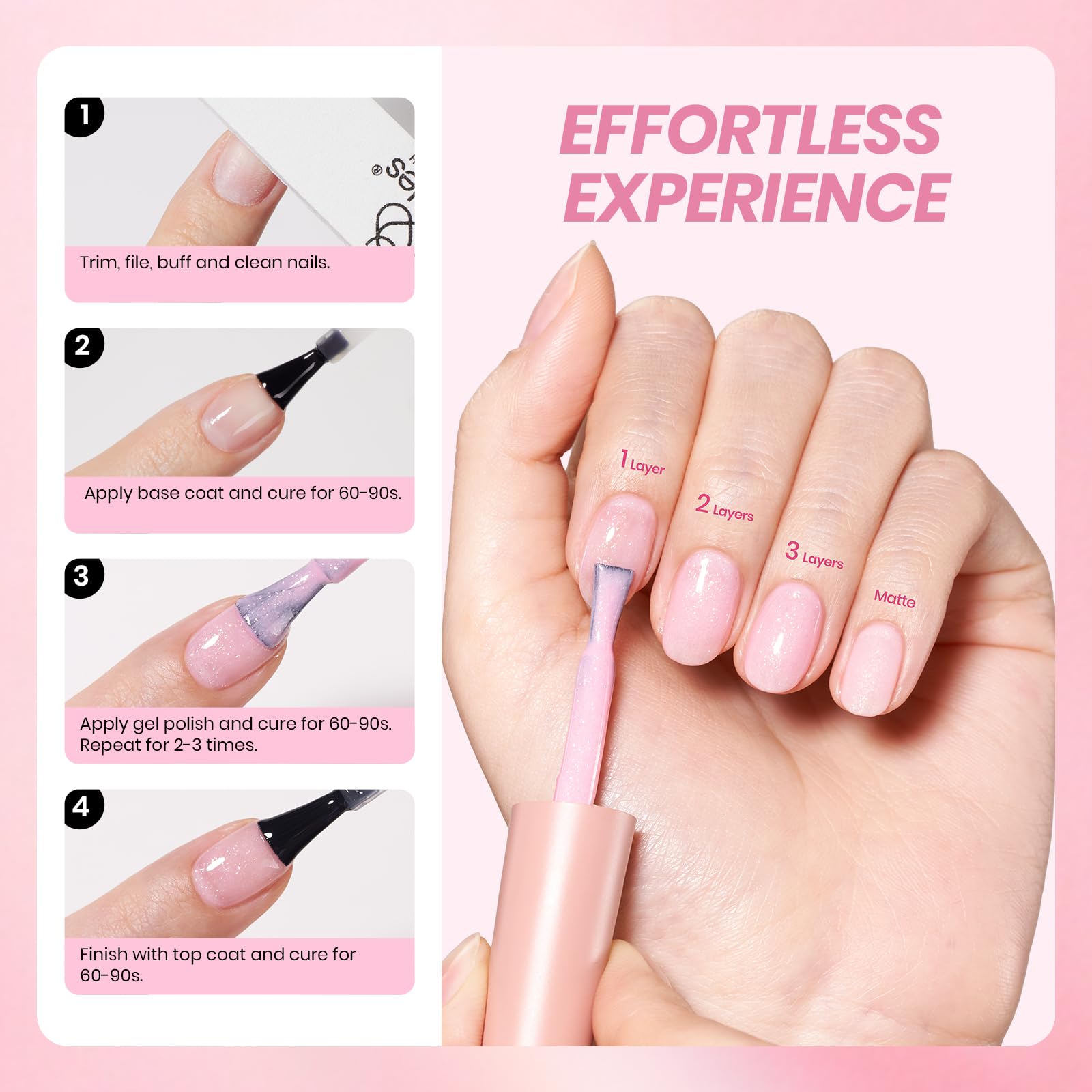 Beetles Vernis Gel Rose Paillettes: vernis élégant pour nail art.