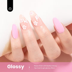Beetles Rosy Glow tenue longue durée sur ongles.