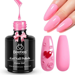 Beetles Vernis Gel Rose Flamingo, bouteille, couleur douce et longue tenue