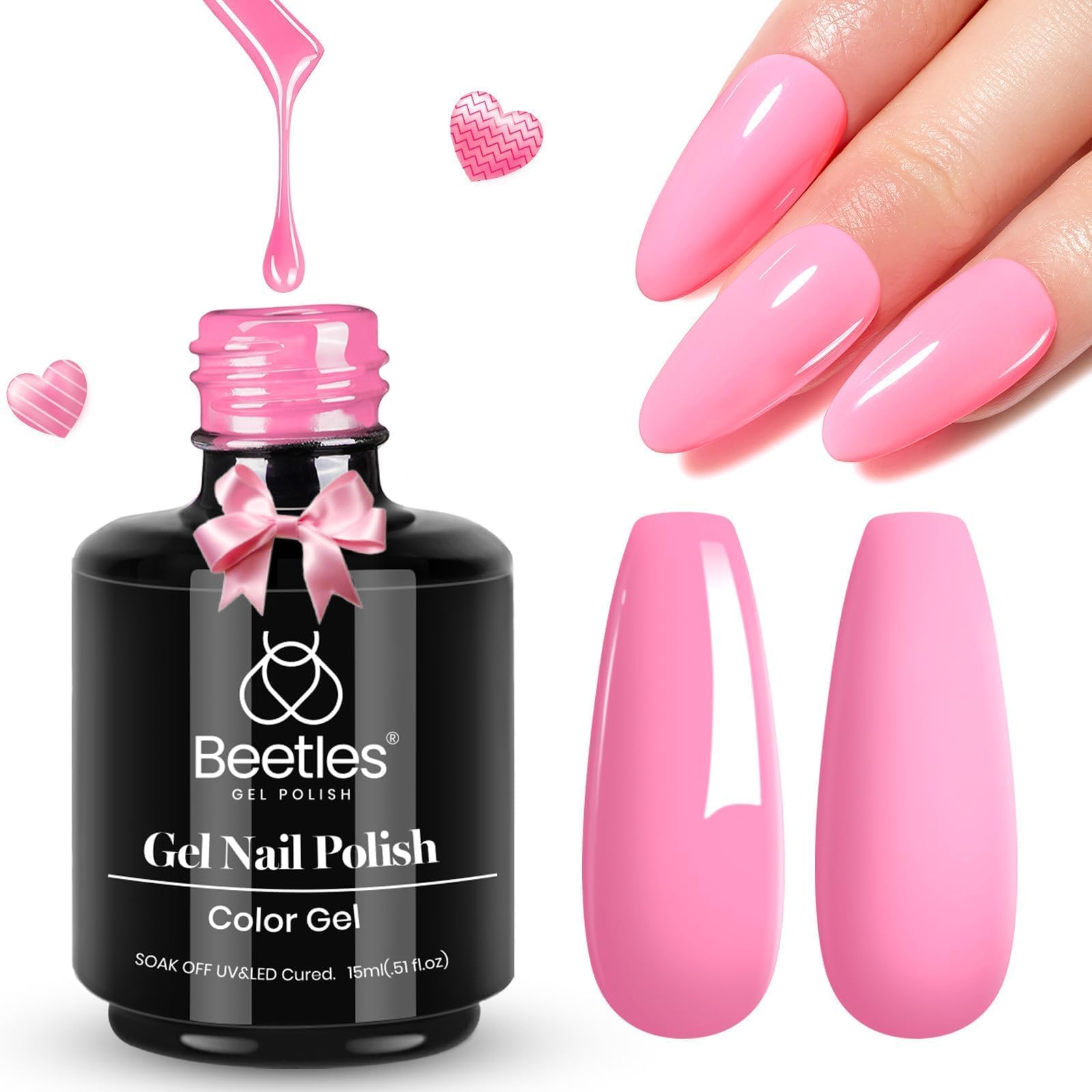 Beetles Vernis Gel Rose Flamingo, fini soyeux et éclat durable