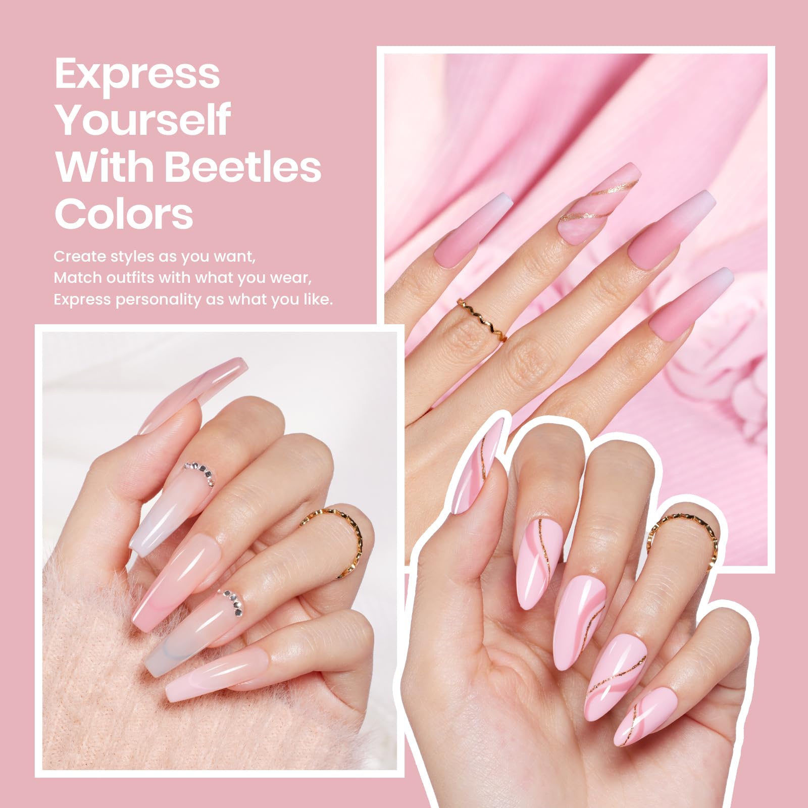 Beetles Vernis Gel Rose: couleur douce idéale pour un look quotidien