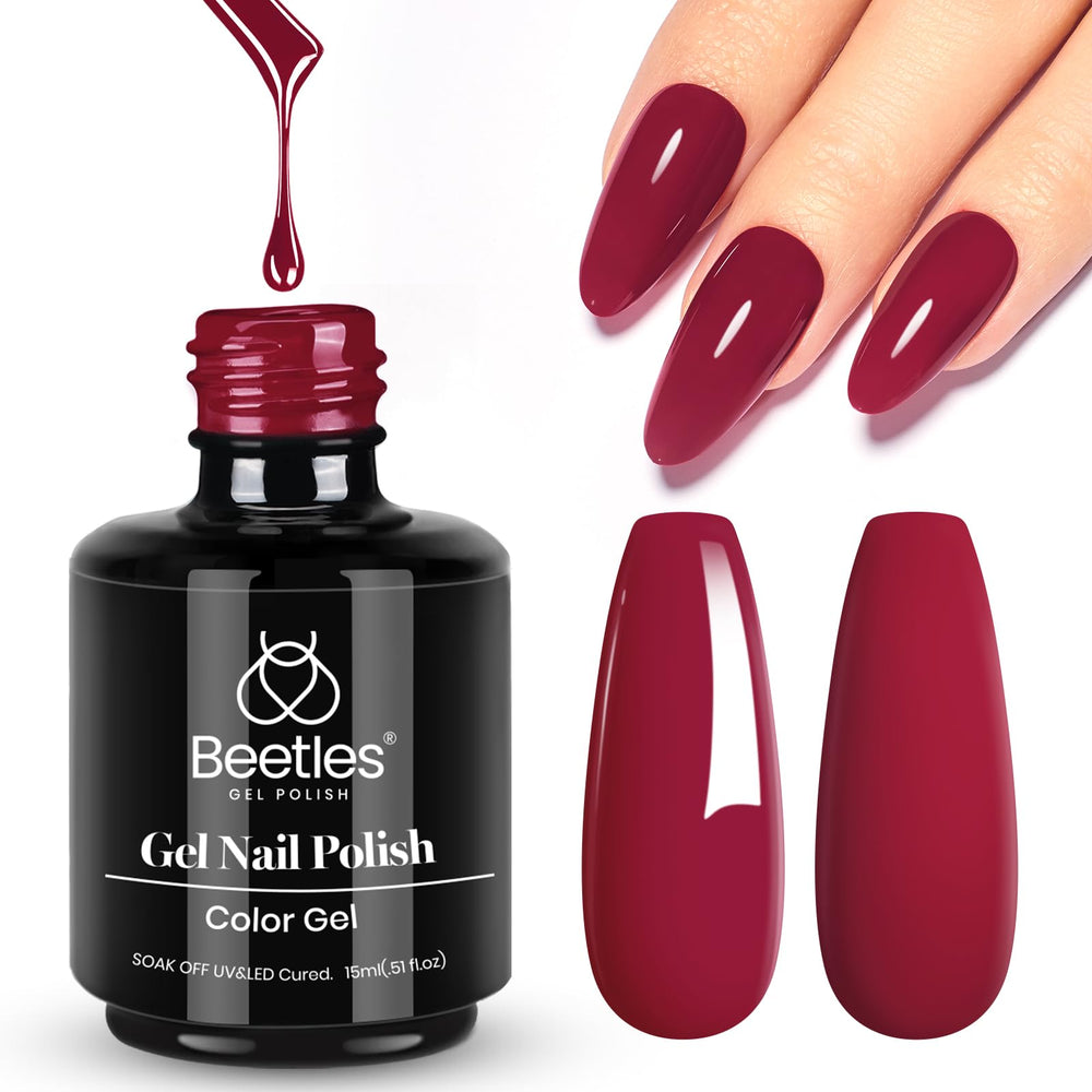Beetles vernis gel rouge Bordeaux en bouteille 15ml pour longue tenue