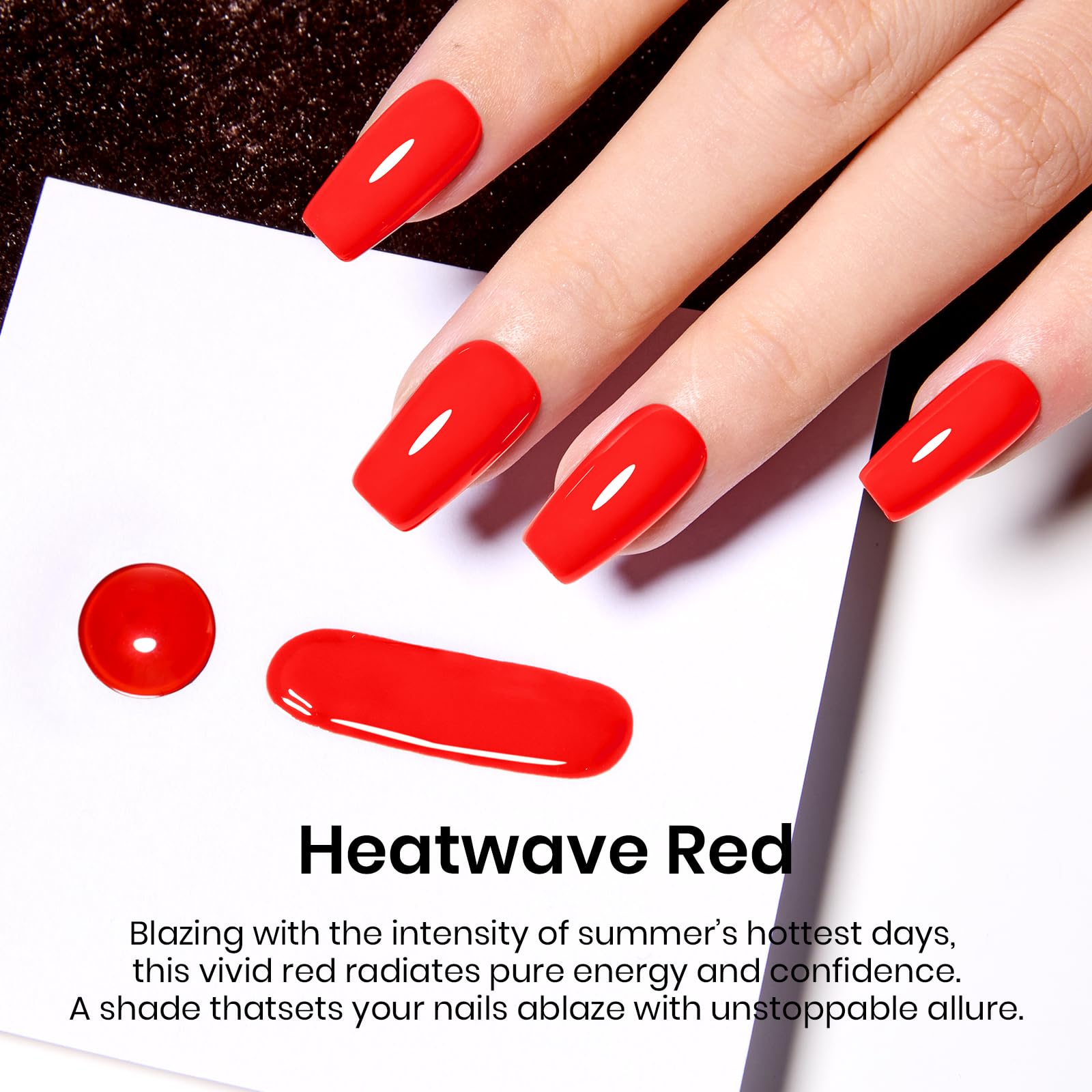 Beetles Gel Polish rouge brillant – finition lumineuse pour une manucure éclatante.