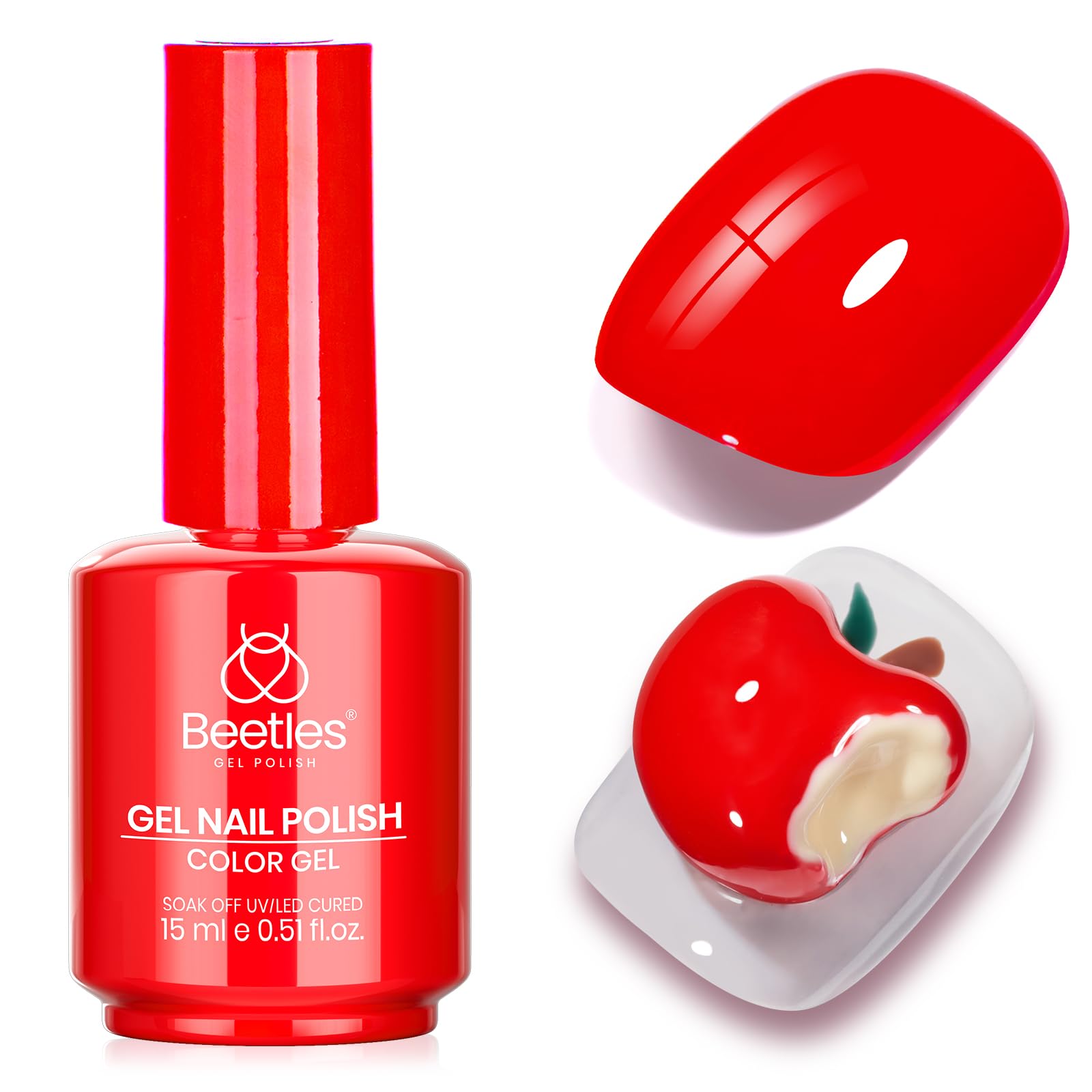 Beetles Gel Polish rouge classique – bouteille identique pour repérage rapide et manucure fluide.
