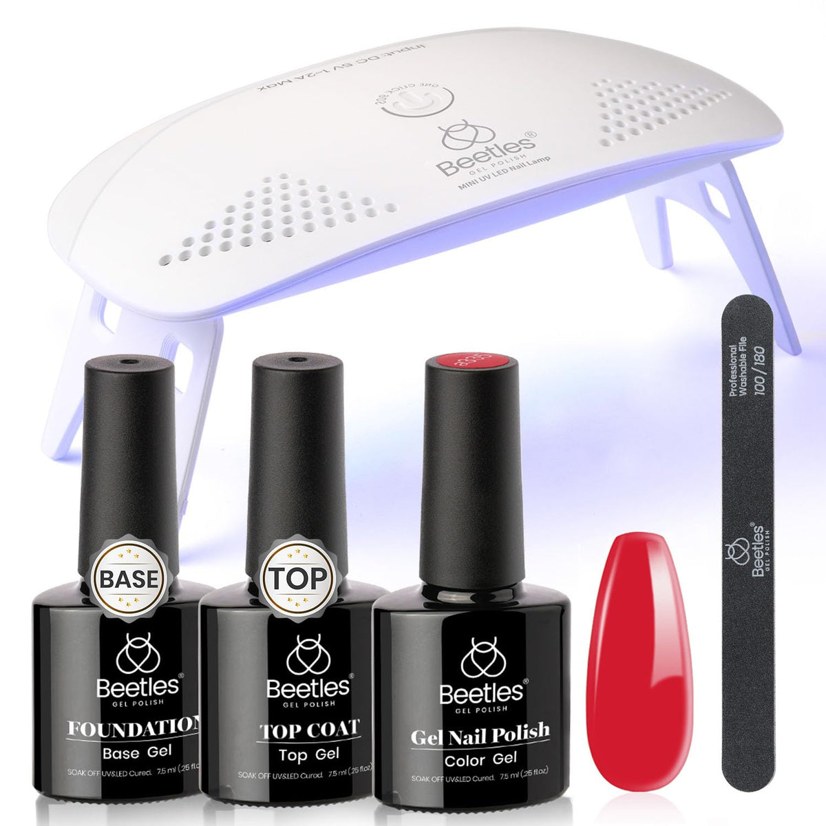 Beetles vernis gel rouge prêt pour une manucure maison durable