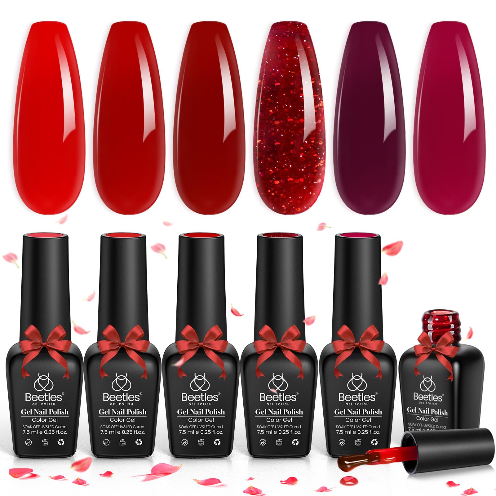 Beetles vernis gel rouge translucide, éclat lumineux élégant.