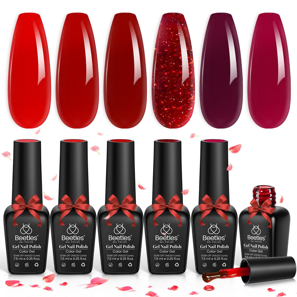 Beetles vernis gel rouge translucide, éclat lumineux élégant.