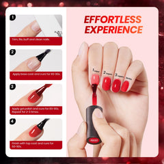 Beetles vernis gel rouge clair, rendu translucide pour un effet naturel.