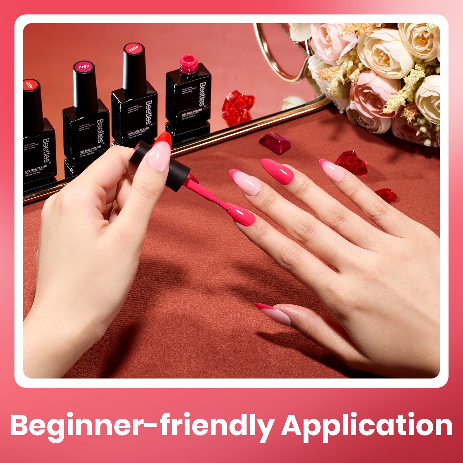 Beetles Gel Vernis f963 Rouge vif, couleur rapide pour look express