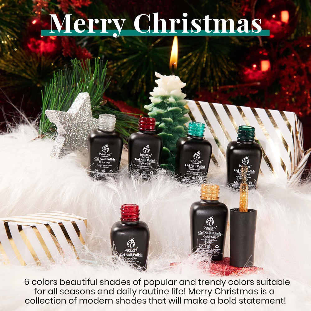 Beetles Vernis Gel Saint-Valentin vert paillettes pour un look hivernal