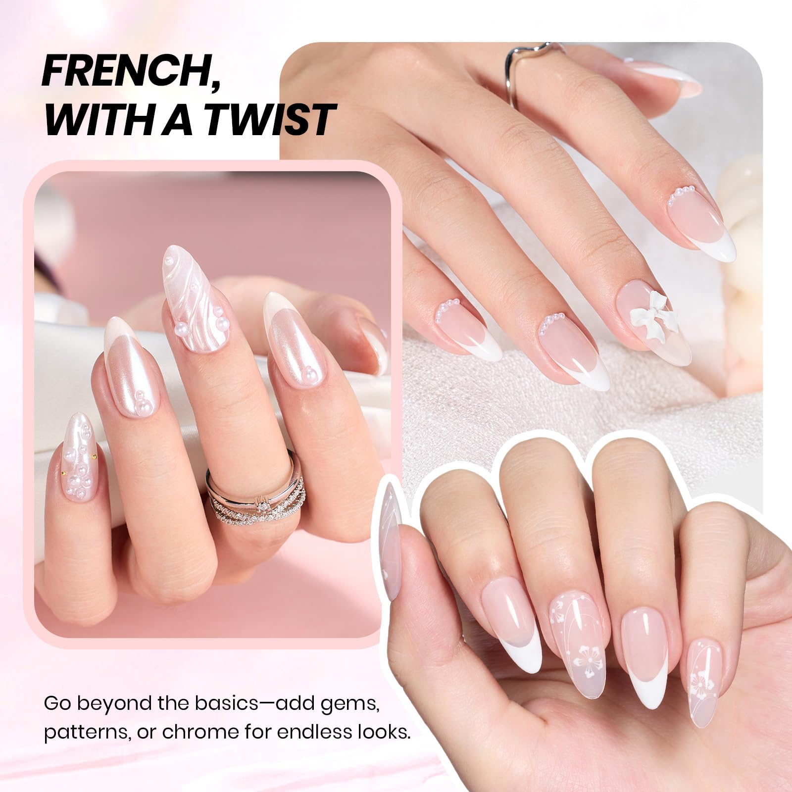 Beetles vernis gel-tip francais application sur ongle montrant une pointe nette.