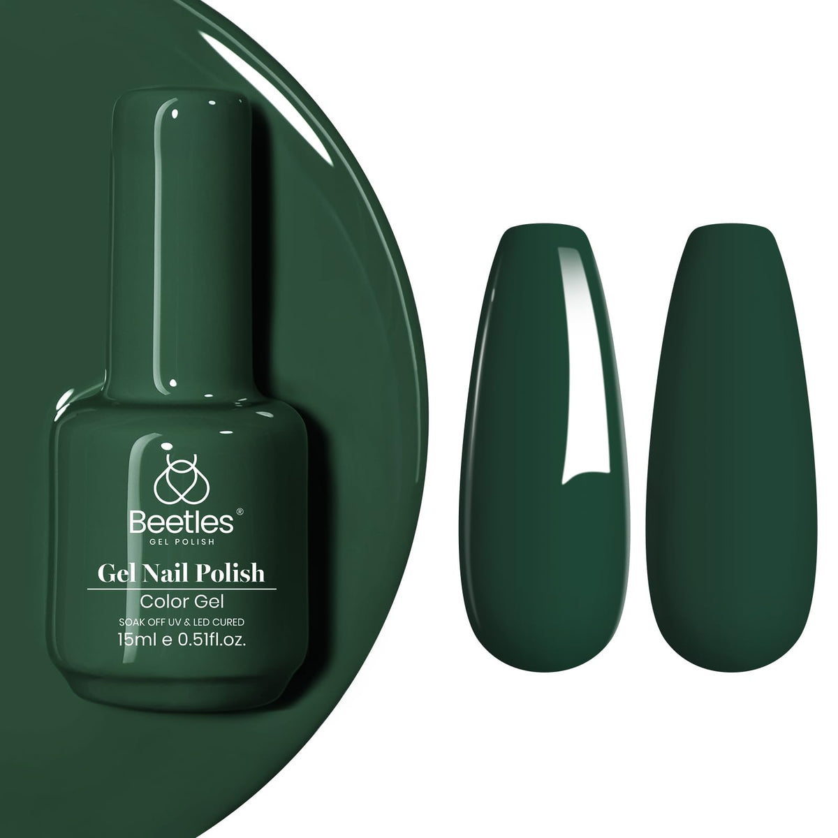 Beetles Vernis Gel Vert Emeraude: bouteille élégante et couleur durable.