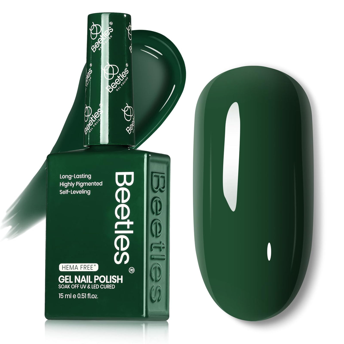 Beetles Vernis Gel Vert Forêt – flacon couleur précis pour manicure maison