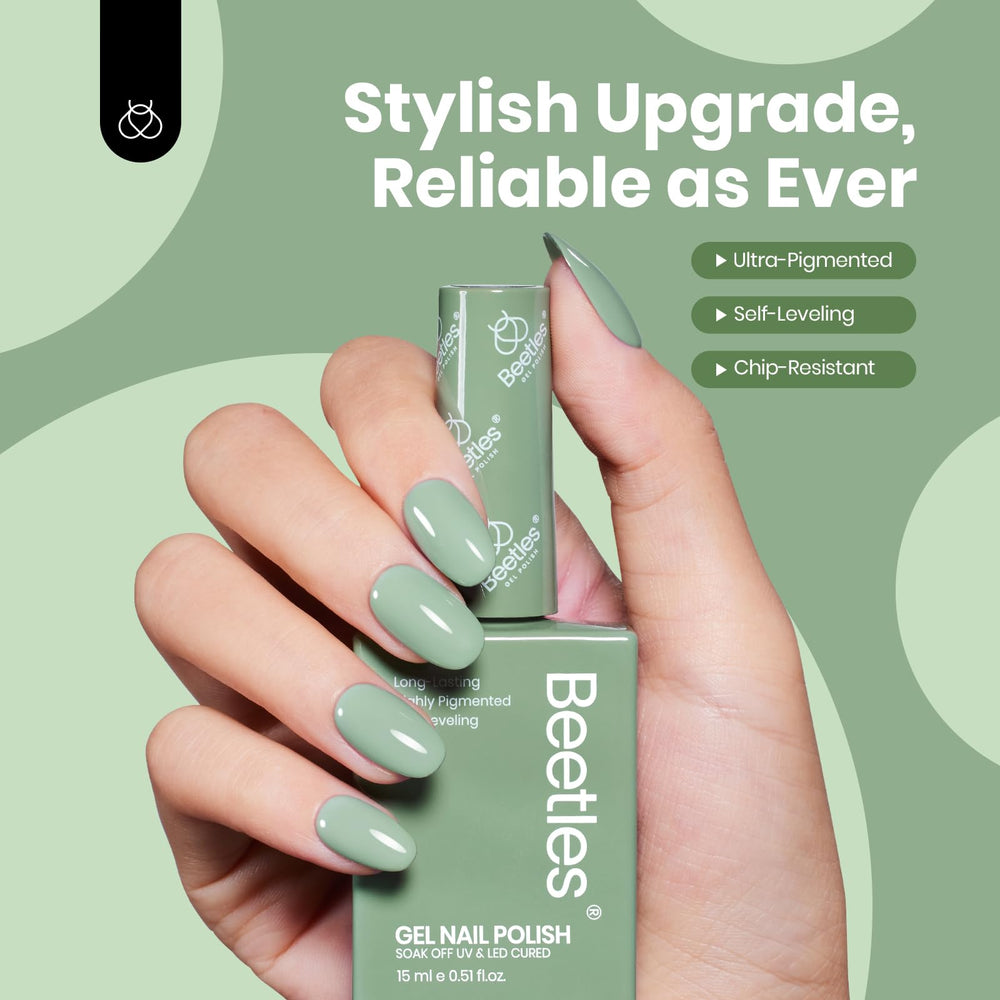 Beetles vernis gel vert sauge nécessite une base et une finition adaptées.