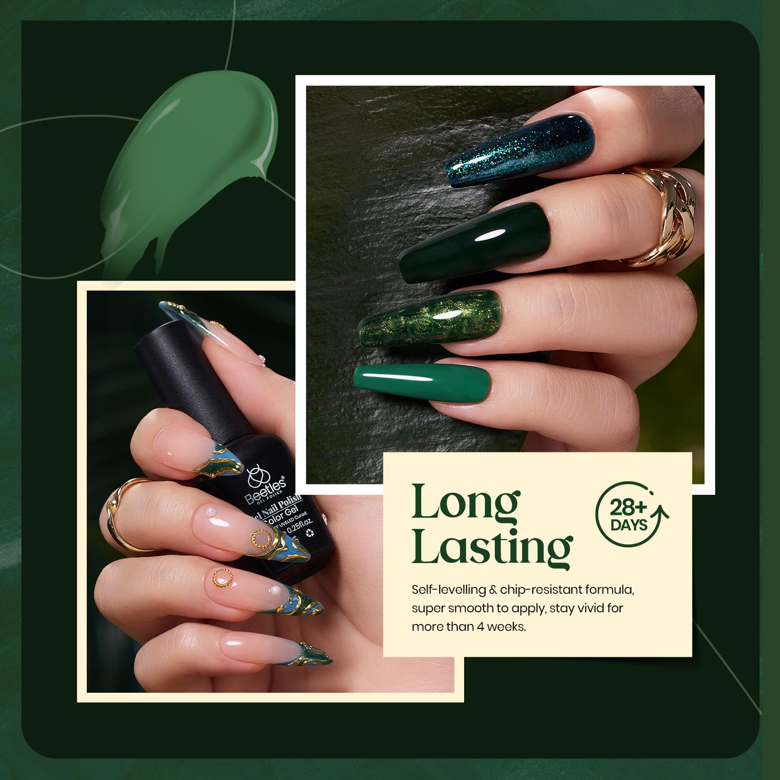 Beetles Vernis Gel Vert, tenue longue durée et brillance durable