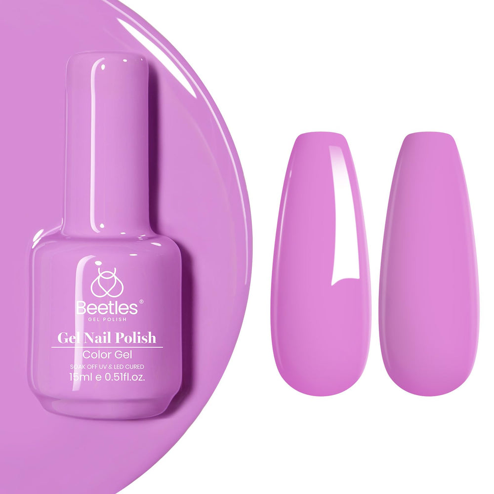 Beetles vernis gel violet pâle, éclat durable pour ongles.