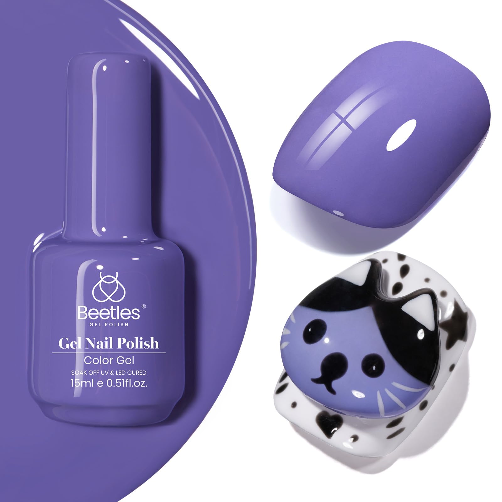 Beetles Gel Polish violet pervenche — bouteille 15 ml prête pour une manucure élégante