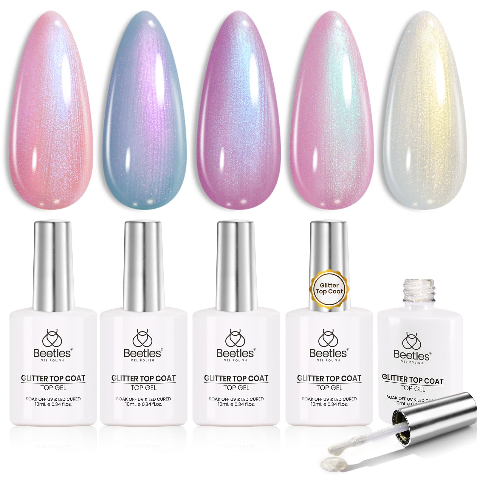 Beetles vernis nacré violet, fini pastel durable pour ongles élégants.