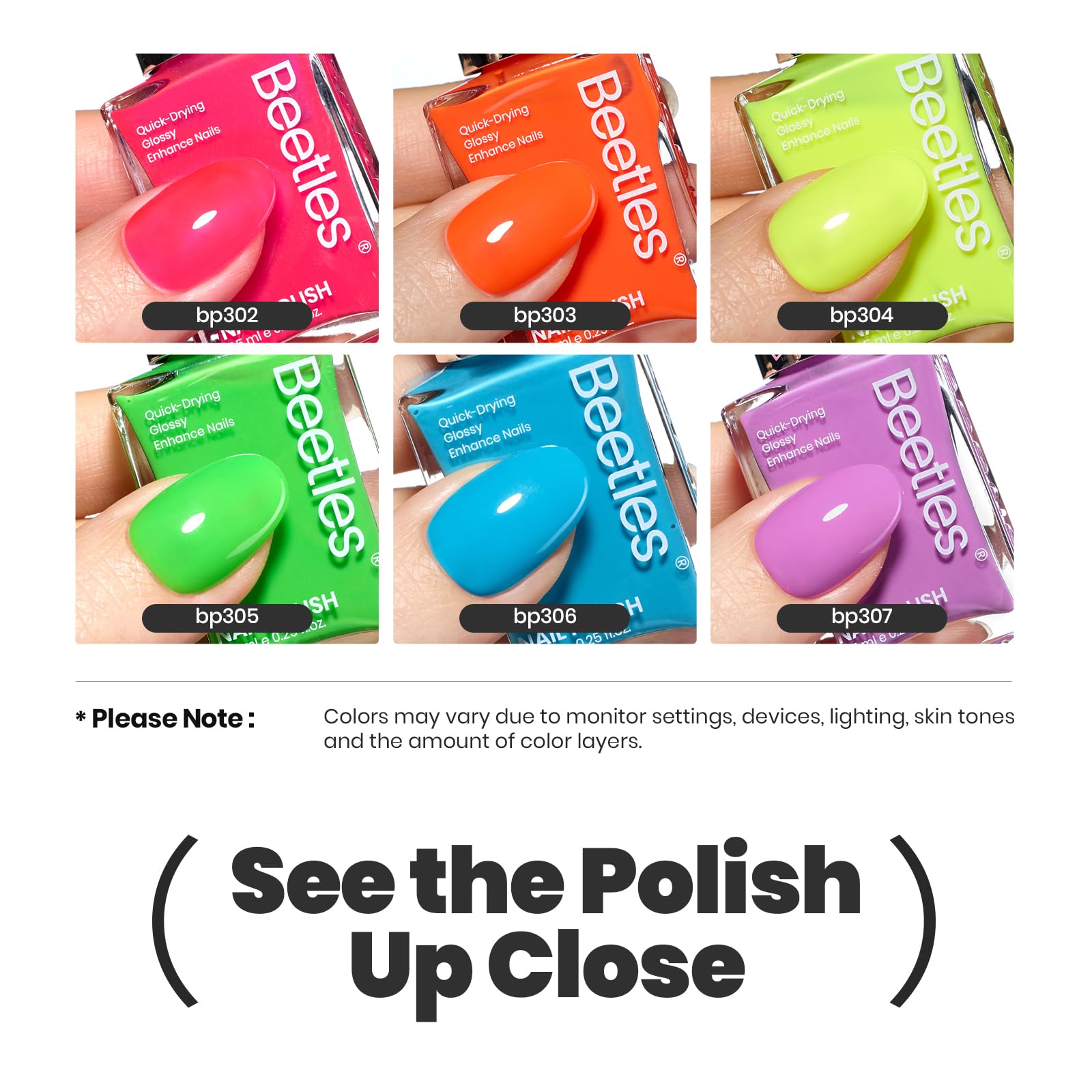 Beetles Neon Vernis: nourrit les ongles grâce à kératine et vitamine B7.