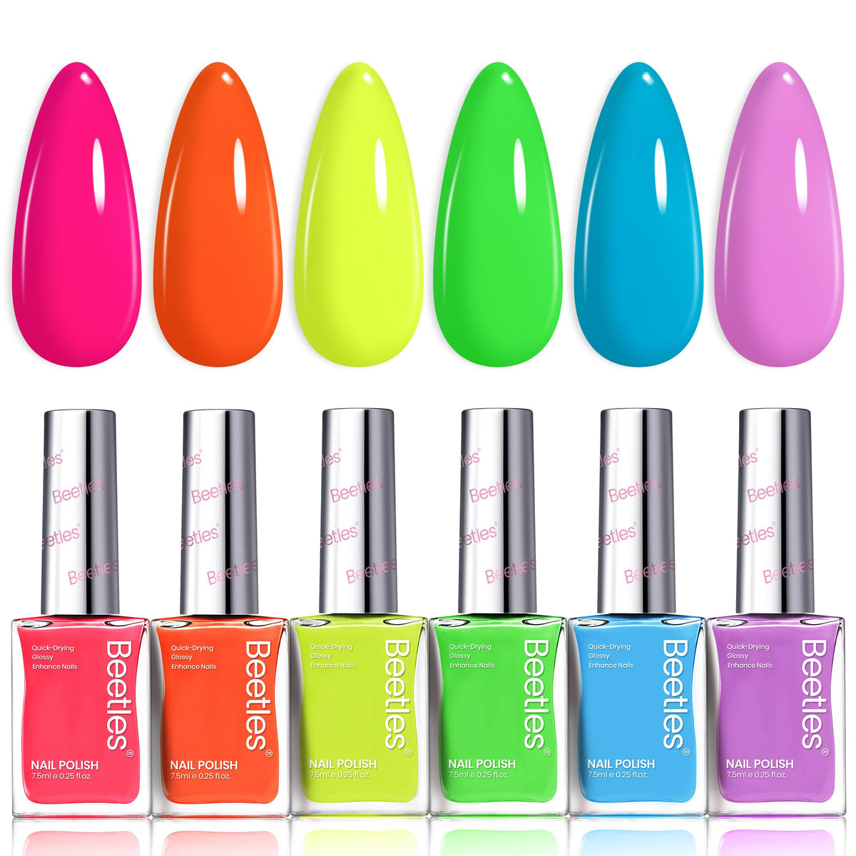 Beetles Neon Vernis Set: palette éclatante pour looks estivaux audacieux.