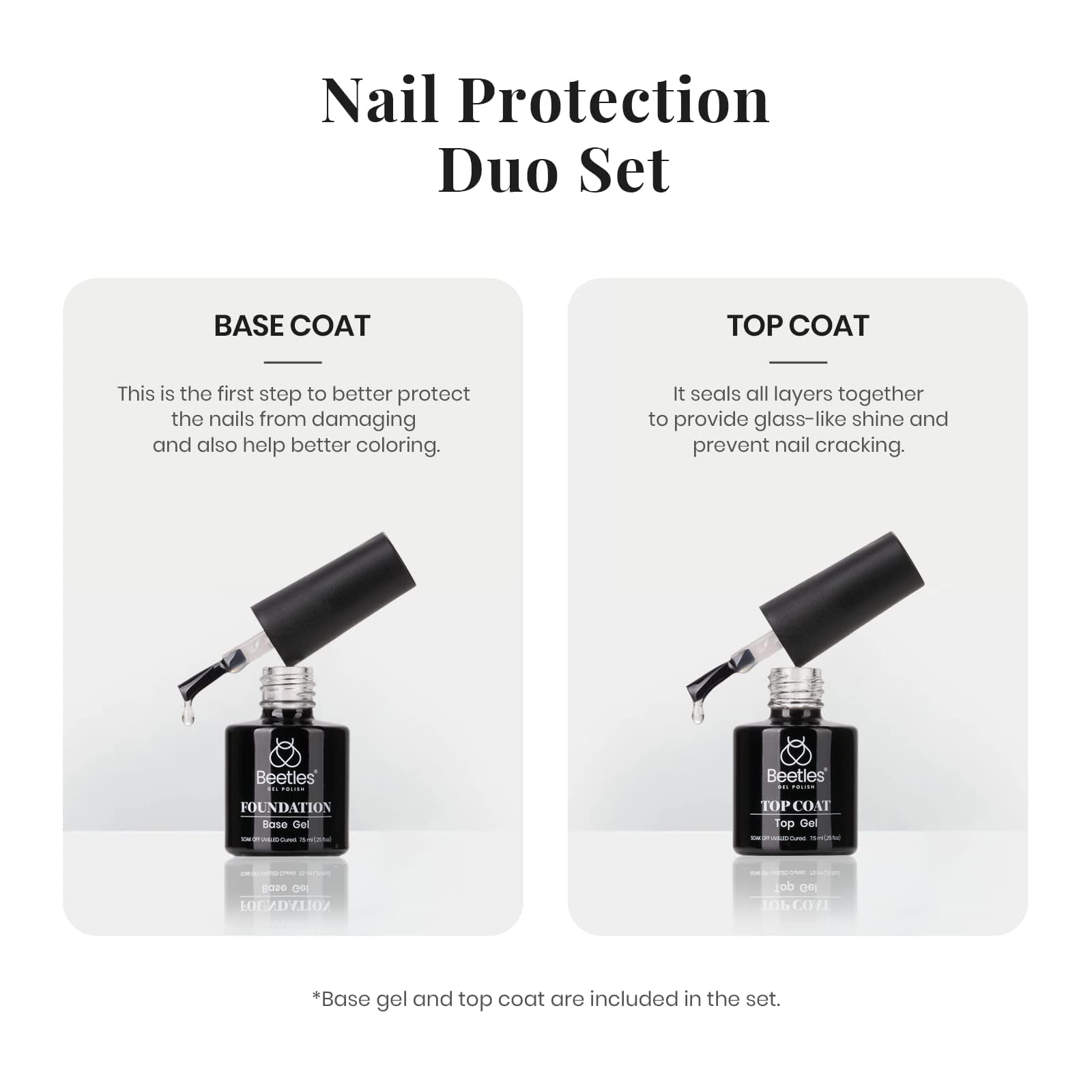 Beetles vernis noir et blanc – couleurs riches et brillance intense.