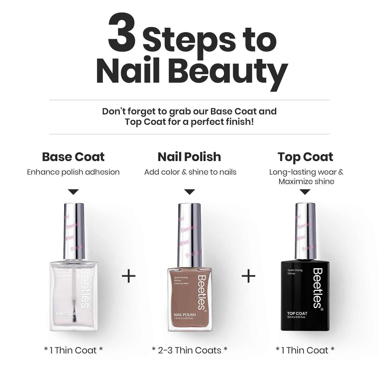 Beetles Vernis Nude Brun Mousse, brillance haute pour look chic.